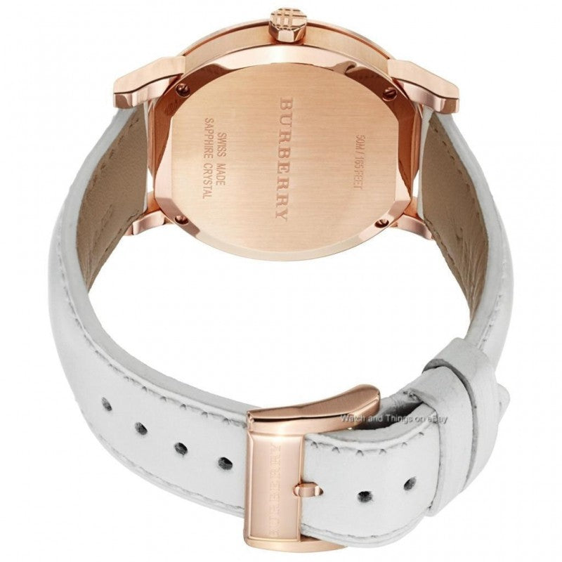 Burberry The City caseback with rose gold finish and engraved branding