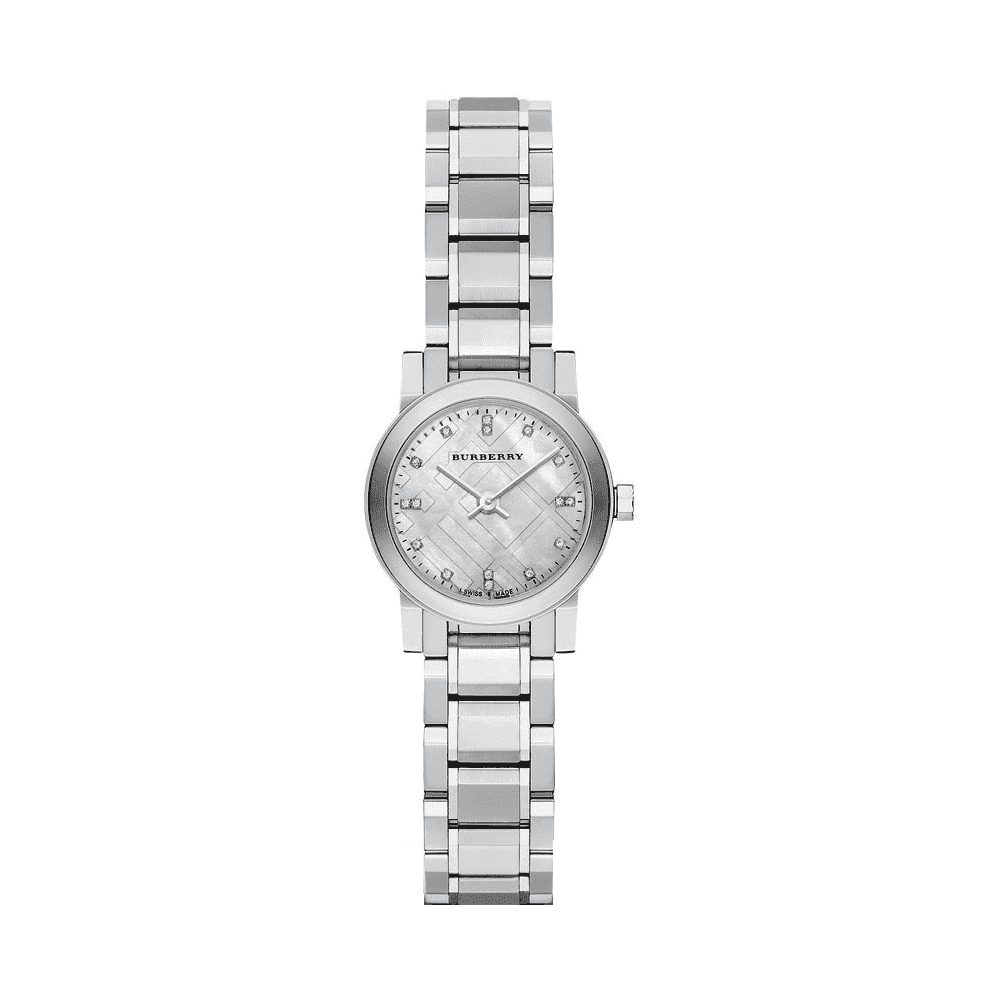 Burberry The City silver dial women's watch with diamond markers and stainless steel bracelet