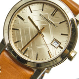 Burberry The City Champagne Dial Tan Leather and Fabric Trim Ladies Watch BU9133 - Watch