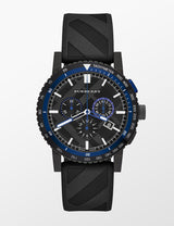 Burberry The City Chronograph Black Dial Black Rubber Strap Watch For Men - BU9806 BU9806 - Image 1