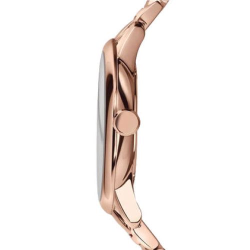 Burberry Classic BU10013 rose gold watch shown from the side profile