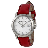 Burberry White Silver Dial Red Leather Ladies Watch BU9129 - The Watches Men & CO