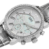 Burgi Crystal Chronograph Grey Leather Mother of Pearl Dial Ladies Watch BUR089GY - The Watches Men & Co #2
