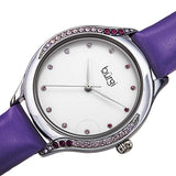 Burgi Crystal White Dial Purple Leather Ladies Watch BUR239PU - The Watches Men & Co #2