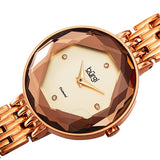 Burgi Faceted Crystal Bezel Diamond Rose Dial Ladies Watch BUR253RG - The Watches Men & Co #2