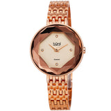 Burgi Faceted Crystal Bezel Diamond Rose Dial Ladies Watch BUR253RG - The Watches Men & Co