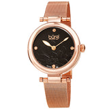 Burgi Flower Marker Quartz Diamond Black Dial Ladies Watch BUR260RGBK - The Watches Men & Co