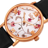 Burgi Flower Quartz Beige Floral Print Dial Ladies Watch BUR186BK - The Watches Men & Co #2