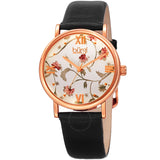 Burgi Flower Quartz Beige Floral Print Dial Ladies Watch BUR186BK - The Watches Men & Co