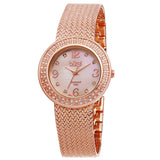 Burgi Pink Mother of Pearl Diamond Dial Ladies Watch BUR097RG - The Watches Men & Co