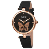 Burgi Pretty Butterfly Diamond Black Dial Ladies Watch BUR233RGBK - The Watches Men & Co