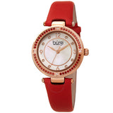 Burgi Quartz Crystal White Dial Red Satin Ladies Watch BUR251RD - The Watches Men & Co