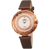 Burgi Quartz Faceted Crystal Bezel Diamond Dial Ladies Watch BUR252BR - The Watches Men & Co