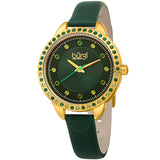 Burgi Quartz Green Dial Green Leather Ladies Watch BUR161YGGN - The Watches Men & Co