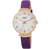 Burgi Quartz Silver Dial Purple Leather Ladies Watch BUR254PU - The Watches Men & Co