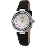 Burgi Quartz White Dial Black Leather Ladies Watch BUR251BK - The Watches Men & Co