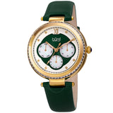 Burgi Quartz White Dial Green Leather Ladies Watch BUR182GN - The Watches Men & Co
