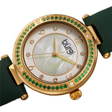 Burgi Quartz White Dial Green Leather Ladies Watch BUR251GN - The Watches Men & Co #2