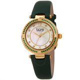 Burgi Quartz White Dial Green Leather Ladies Watch BUR251GN - The Watches Men & Co