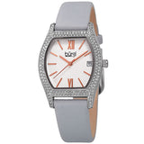 Burgi Quartz White Dial Grey Leather Ladies Watch BUR166GY - The Watches Men & Co