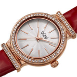 Burgi Silver Dial Red Leather Ladies Watch BUR230RD - The Watches Men & Co #2