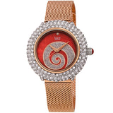 Burgi Swirl Quartz Diamond Red Dial Ladies Watch BUR259RGR - The Watches Men & Co