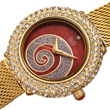 Burgi Swirl Quartz Diamond Red Dial Ladies Watch BUR259YGR - The Watches Men & Co #2