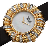 Burgi Twisted Bezel Quartz Crystal White Dial Ladies Watch BUR255BK - The Watches Men & Co #2