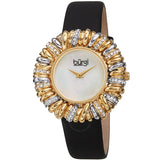 Burgi Twisted Bezel Quartz Crystal White Dial Ladies Watch BUR255BK - The Watches Men & Co