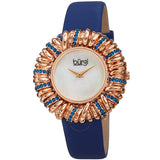 Burgi Twisted Bezel Quartz Crystal White Dial Ladies Watch BUR255BU - The Watches Men & Co