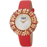 Burgi Twisted Bezel Quartz Crystal White Dial Ladies Watch BUR255RD - The Watches Men & Co