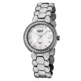 Burgi White Mother of Pearl Dial Stainless Steel Bracelet Ladies Watch BUR084SS - The Watches Men & Co