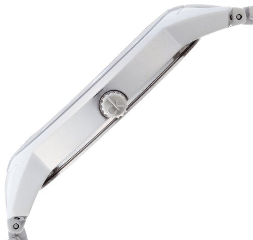 Angled view of Calvin Klein City Date watch highlighting minimalist case design