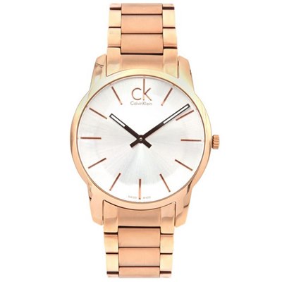Calvin Klein City K2G21646 rose gold men's watch with white dial and rose gold bracelet