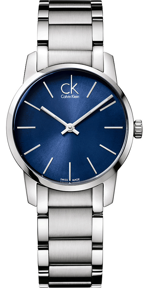 Calvin Klein City watch with blue dial and silver stainless steel bracelet