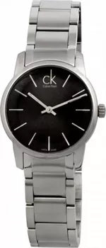 Calvin Klein City K2G23161 watch side profile displaying stainless steel case and bracelet