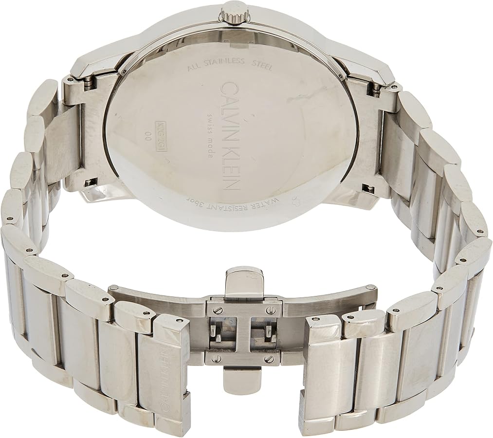 Stainless steel caseback of Calvin Klein City watch K2G2G14C