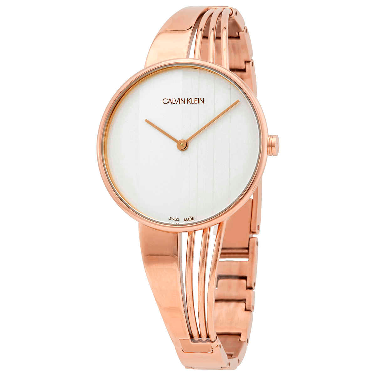 Calvin Klein Drift watch face with minimalist design and rose gold-tone case