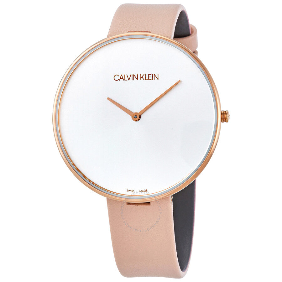 Calvin Klein Full Moon quartz ladies watch with silver dial and rose gold case
