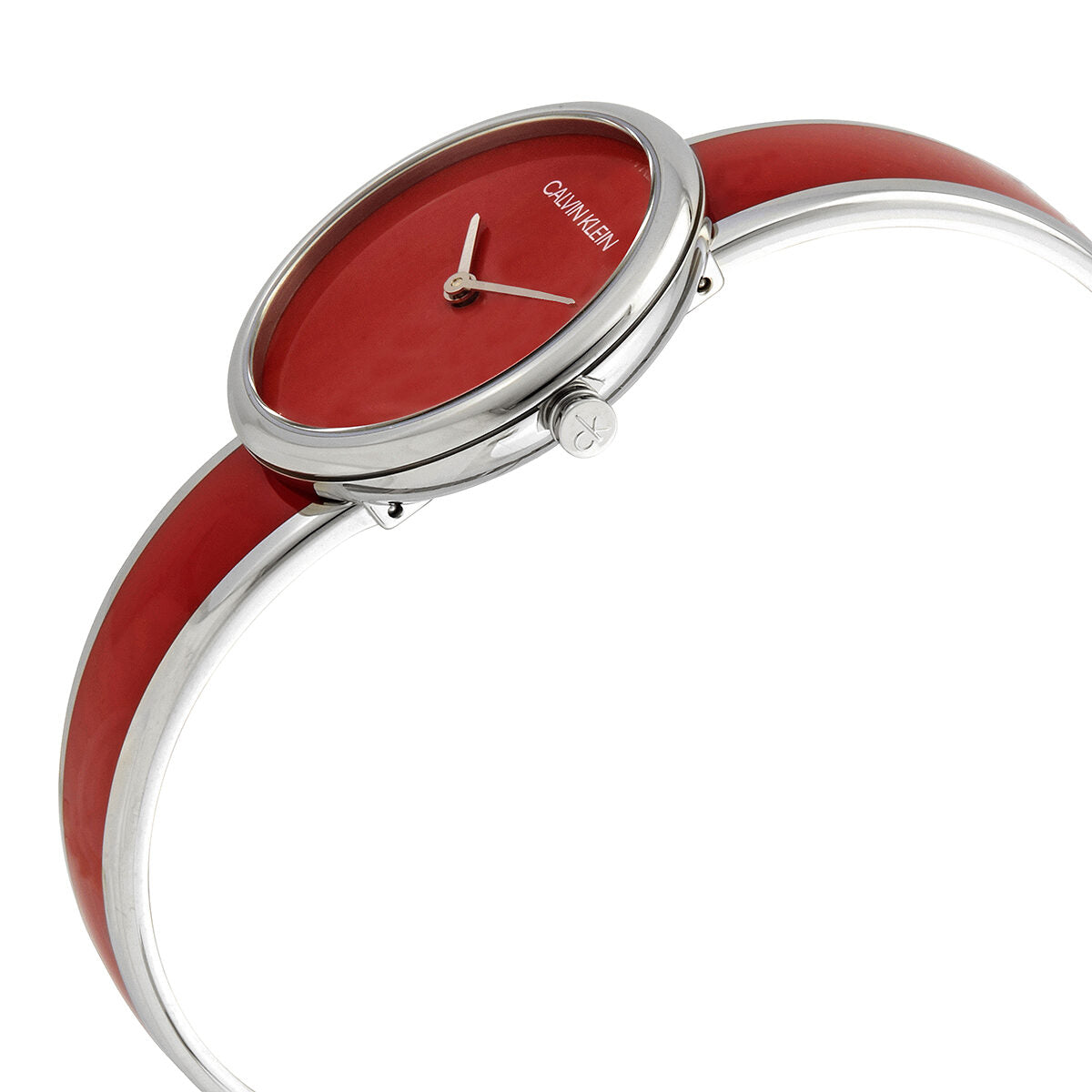 Calvin Klein Glam K9423144 side angle view with red leather strap