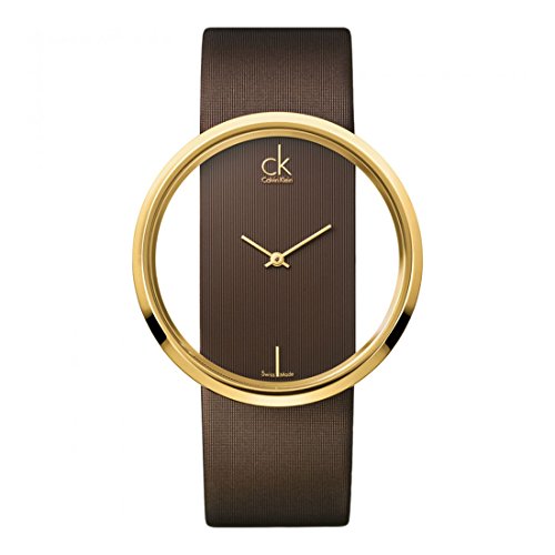 Calvin Klein Glam women's watch showcasing transparent dial with minimalist gold hands