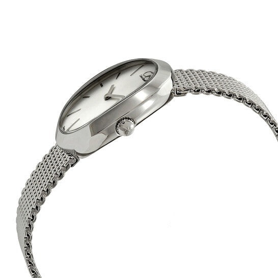 Side profile of Calvin Klein Incentive watch showing oval case and crown detail