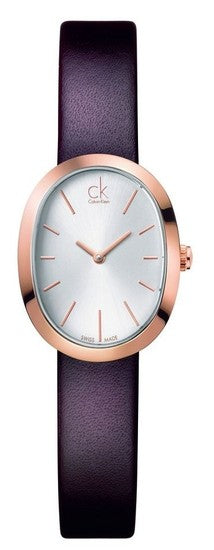 Calvin Klein Incentive K3P236G6 women's watch with white dial, rose gold case, and brown leather strap
