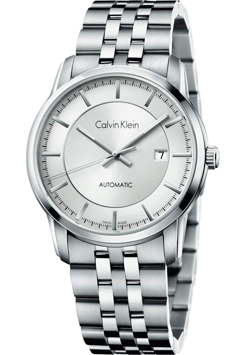 Calvin Klein Infinite automatic men's watch with silver dial and stainless steel bracelet