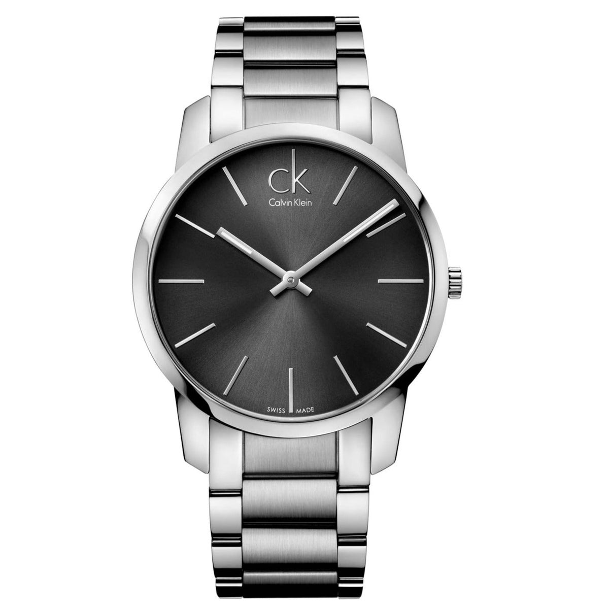 Calvin Klein K2G21161 watch showing angled view of case and full bracelet