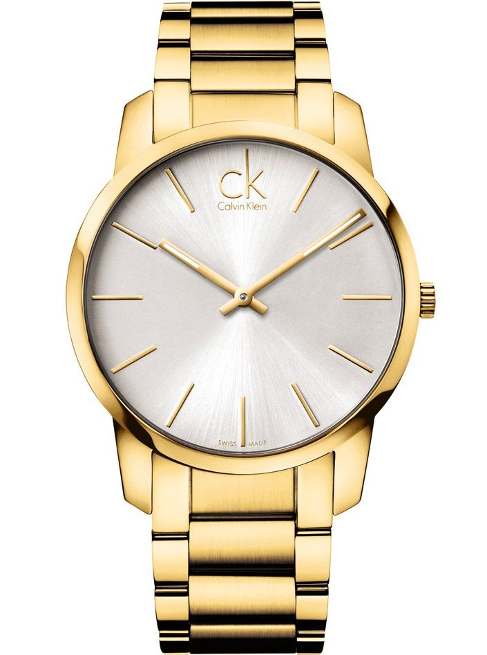 Calvin Klein K2G21546 men's watch with gold stainless steel bracelet and silver dial