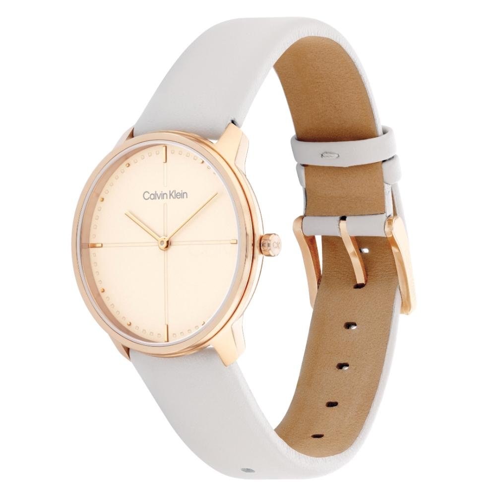 Calvin Klein K2G236X6 City watch white leather strap with buckle detail