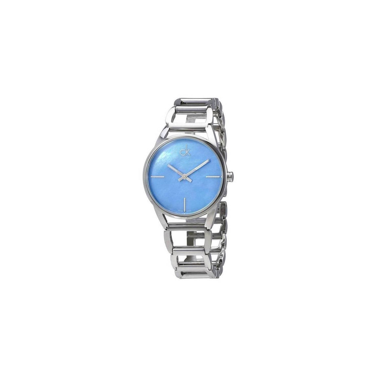 Calvin Klein K3G2312N watch side profile with silver-tone metal bracelet