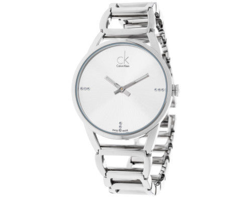 Calvin Klein K3G2312W women's watch with silver sunburst dial and stainless steel links