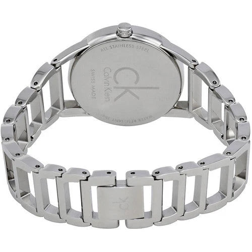 Calvin Klein K3G2312W watch caseback showing stainless steel with model and branding